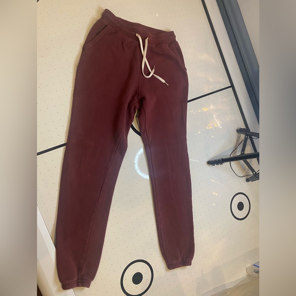 John Elliott Maroon Joggers with White Drawstring